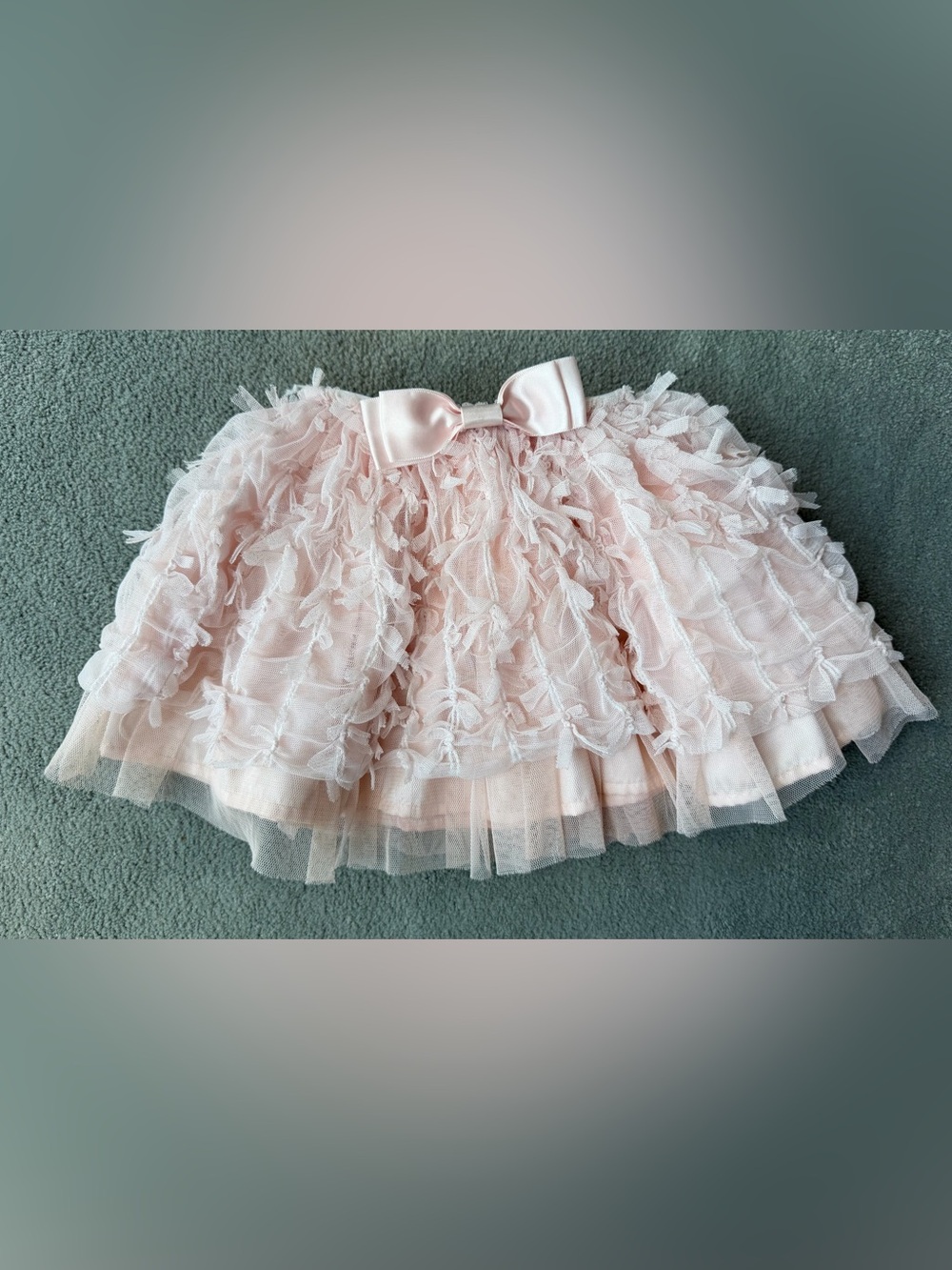 Popatu Light Pink Ruffle Tulle Tutu Skirt with Satin Bow